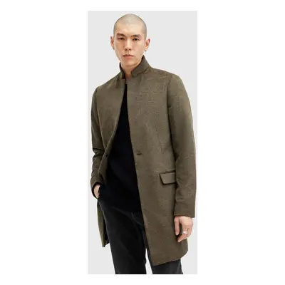 AllSaints kabát gyapjú keverékből HARGROVE COAT zöld, átmeneti, M038OB