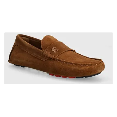 Tommy Hilfiger velúr mokaszin TH CLASSIC SUEDE DRIVER barna, férfi, FM0FM05000