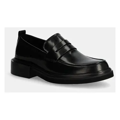 Calvin Klein bőr félcipő MOCCASIN fekete, férfi, HM0HM01682