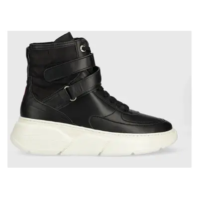 Tommy Hilfiger bőr sportcipő FW0FW06910 CHUNKY WARM SNEAKER HIGH fekete