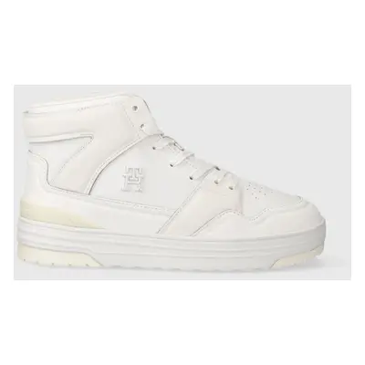 Tommy Hilfiger bőr sportcipő TH HI BASKET SNEAKER fehér, FW0FW07308