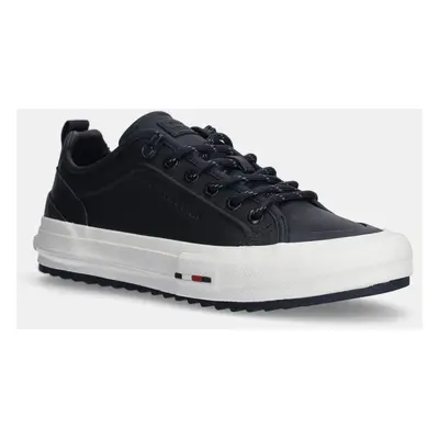 Tommy Hilfiger bőr sportcipő TH HI VULC CLEAT LOW LTH sötétkék, FM0FM05452