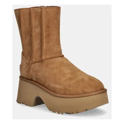 UGG velúr cipő Classic Twin Seam New Heights barna, női, enyhén téliesített, platformos, 1158313