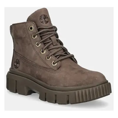 Timberland munkabakancs bőrből Greyfield barna, női, platformos, TB0A2FT6EM51