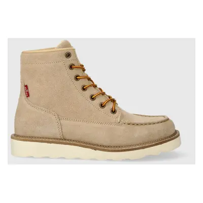 Levi's velúr bokacsizma DARROW CHUKKA barna, női, lapos talpú, 235428.25