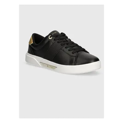 Tommy Hilfiger bőr sportcipő CHIC PANEL COURT SNEAKER fekete, FW0FW07998