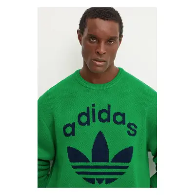 adidas Originals pulóver Knit Crewneck férfi, zöld, JN5966