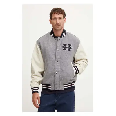 Tommy Hilfiger gyapjú bomber dzseki szürke, téli, MW0MW37032