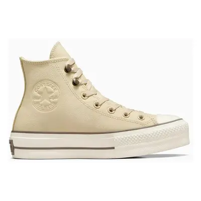 Converse bőr sneaker Chuck Taylor All Star Lift bézs, női, A11158C