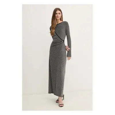 DIANE VON FURSTENBERG ruha szürke, maxi, harang alakú, DVFDW4S011