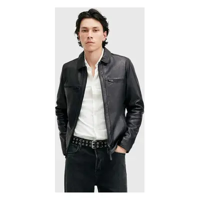 AllSaints bőrdzseki LUCK JACKET férfi, fekete, átmeneti, M069LB