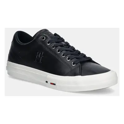 Tommy Hilfiger bőr sportcipő TH HI VULC STREET PATCH LTH sötétkék, FM0FM05203