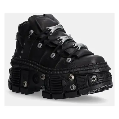 New Rock bőr sportcipő Crust Negro + Tank Casco Negro fekete, M-WALL106-S25