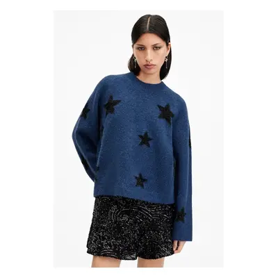 AllSaints gyapjú pulóver STARLET női, sötétkék, W136KB