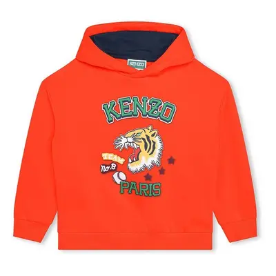 Kenzo Kids gyerek felső narancssárga, nyomott mintás, kapucnis