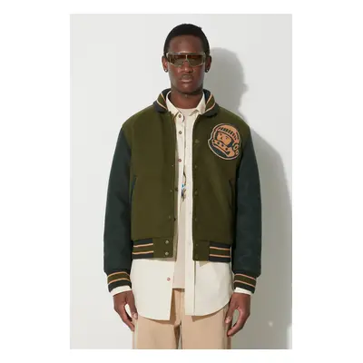 Billionaire Boys Club bomber dzseki Astro Varsity férfi, zöld, átmeneti, oversize, B23402