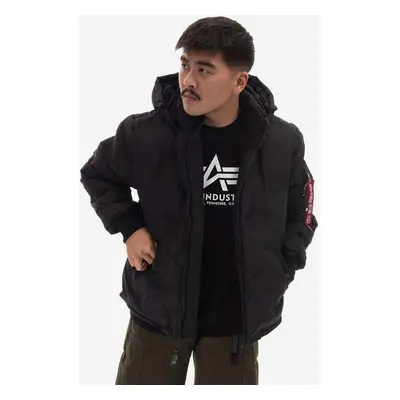 Alpha Industries rövid kabát Logo Puffer férfi, fekete, téli