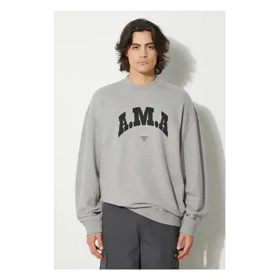 Marcelo Burlon pamut melegítőfelső Ama Comfort Crewneck szürke, férfi, nyomott mintás, CMBA097F2