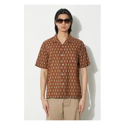 Universal Works pamut ing Road Shirt férfi, barna, regular, 30179.BROWN