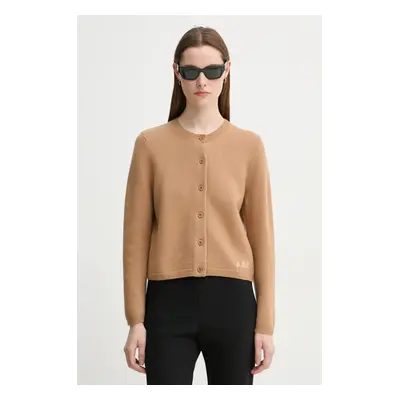 A.P.C. gyapjú kardigán cardigan mila barna, WVBDK.F22301