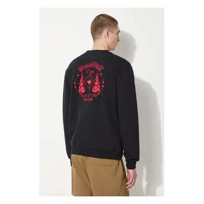 Maharishi pamut melegítőfelső Dragon Anniversary Crew Sweat fekete, férfi, nyomott mintás, 1267.