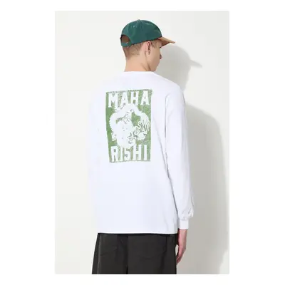 Maharishi pamut hosszúujjú Woodblock Dragon L/S fehér, nyomott mintás, 1277.WHITE