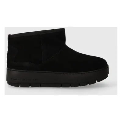 Tommy Hilfiger velúr hócipő COOL SUEDE SNOWBOOT fekete, FW0FW07662