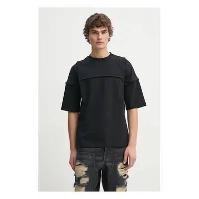 Heliot Emil t-shirt fekete, férfi, sima, AW24.M.09.123.BLK01