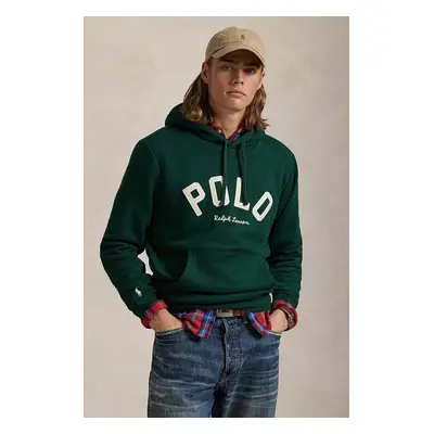 Polo Ralph Lauren felső zöld, férfi, nyomott mintás, kapucnis