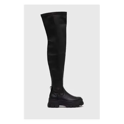 Buffalo csizma Aspha Stretch Overknee fekete, női, platformos, 1622155.BLK