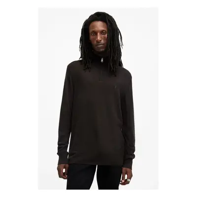 AllSaints gyapjú pulóver KILBURN ZIP FUNNEL férfi, fekete, M082KB