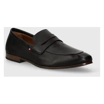 Tommy Hilfiger bőr mokaszin CASUAL LIGHT FLEXIBLE LTH LOAFER fekete, férfi, FM0FM04989