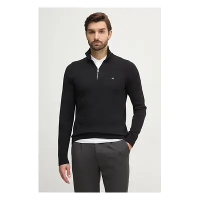 Calvin Klein pulóver könnyű, férfi, fekete, garbónyakú, K10K113748