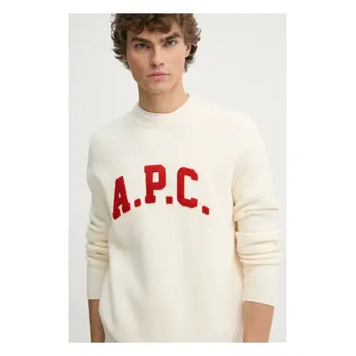 A.P.C. gyapjú pulóver pull joshua férfi, bézs, WVBDK.M23365