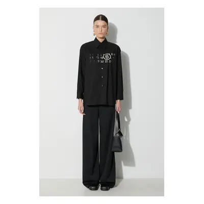 MM6 Maison Margiela pamut ing Long-Sleeved Shirt női, galléros, fekete, regular, S62DT0023