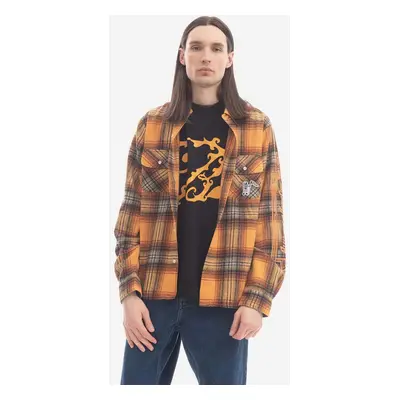 Billionaire Boys Club ing gyapjú keverékből Check Shirt galléros, narancssárga, regular