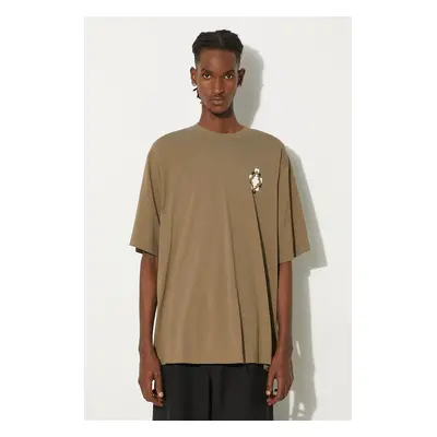 Marcelo Burlon pamut póló Bandana Cross Over Tee zöld, férfi, nyomott mintás, CMAA054F24JER0026E