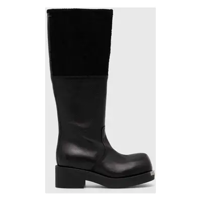 MM6 Maison Margiela bőr csizma Boot fekete, női, platformos, S66WW0075