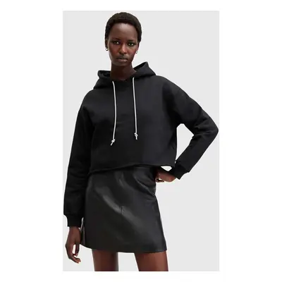 AllSaints pamut melegítőfelső PIPPA SPARKLE HOODY fekete, női, sima, kapucnis, W117JB