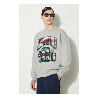 Billionaire Boys Club pamut melegítőfelső Big Catch Crewneck szürke, férfi, nyomott mintás, B242