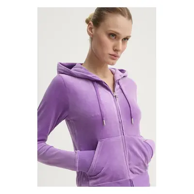 Juicy Couture felső ROBERTSON CLASS lila, női, sima, kapucnis, JCAP176