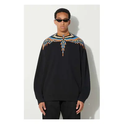 Marcelo Burlon pamut melegítőfelső Optical Wings fekete, férfi, nyomott mintás