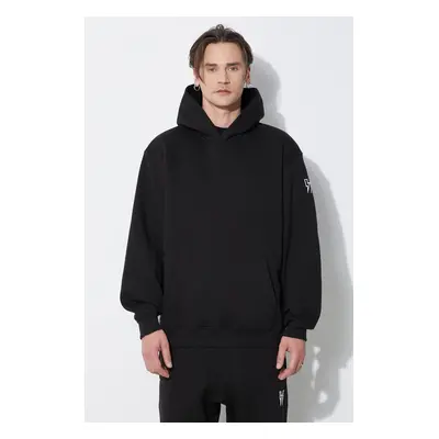 Neil Barrett felső Easy Drop Shoulder Double Bolts Hoodie fekete, férfi, sima, kapucnis, MY72212