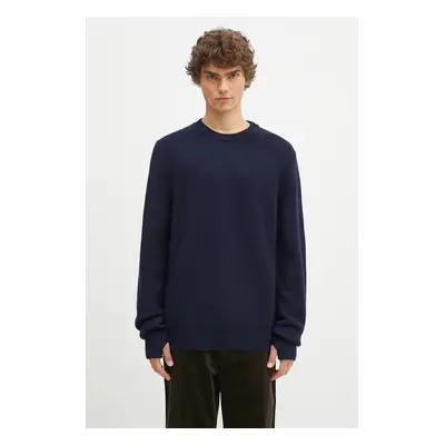 Norse Projects gyapjú pulóver Henning Merino Crew férfi, sötétkék, N45.0561.7004