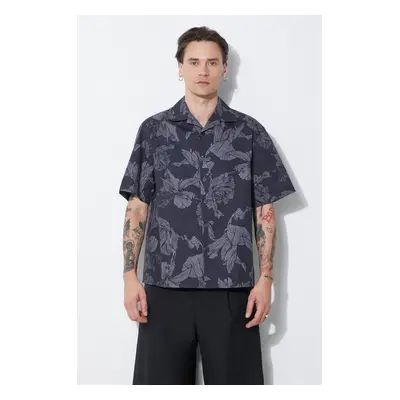 Neil Barrett pamut ing Boxy Bold Flowers Print Short Sleeve Shirt férfi, szürke, regular, MY6021