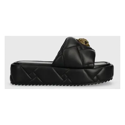 Kurt Geiger London bőr papucs Kensington Puff Flatform fekete, női, platformos, 2017800109