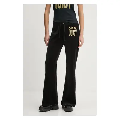 Juicy Couture melegítőnadrág fekete, nyomott mintás, JCGBJ125002