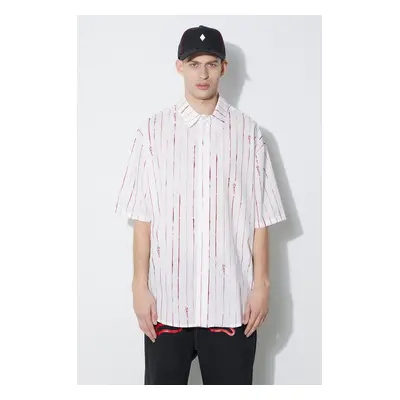 Marcelo Burlon pamut ing County Pinstripes Over Shirt férfi, galléros, fehér, relaxed, CMGG004S2