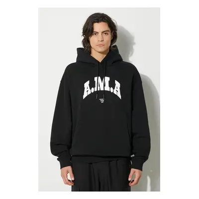 Marcelo Burlon pamut melegítőfelső Ama Comfort Hoodie fekete, férfi, nyomott mintás, kapucnis, C