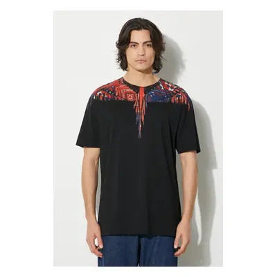 Marcelo Burlon pamut póló Bandana Wings Basic Tee fekete, férfi, nyomott mintás, CMAA056F24JER00